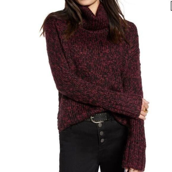 TREASURE & BOND Wool Turtleneck Sweater In Burgundy Rhode Combo XS - Picture 1 of 9